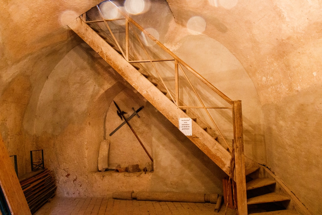 Treppe zum Dach der Burg Randeck