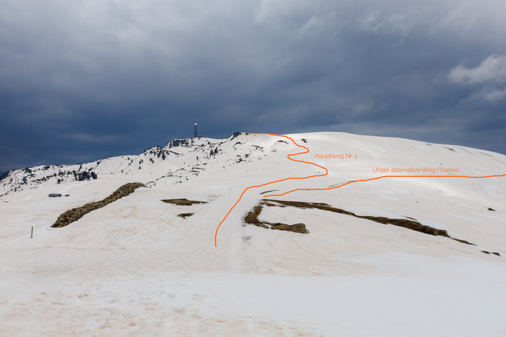 Wanderweg und alternativer Wanderweg zum Rittner Horn