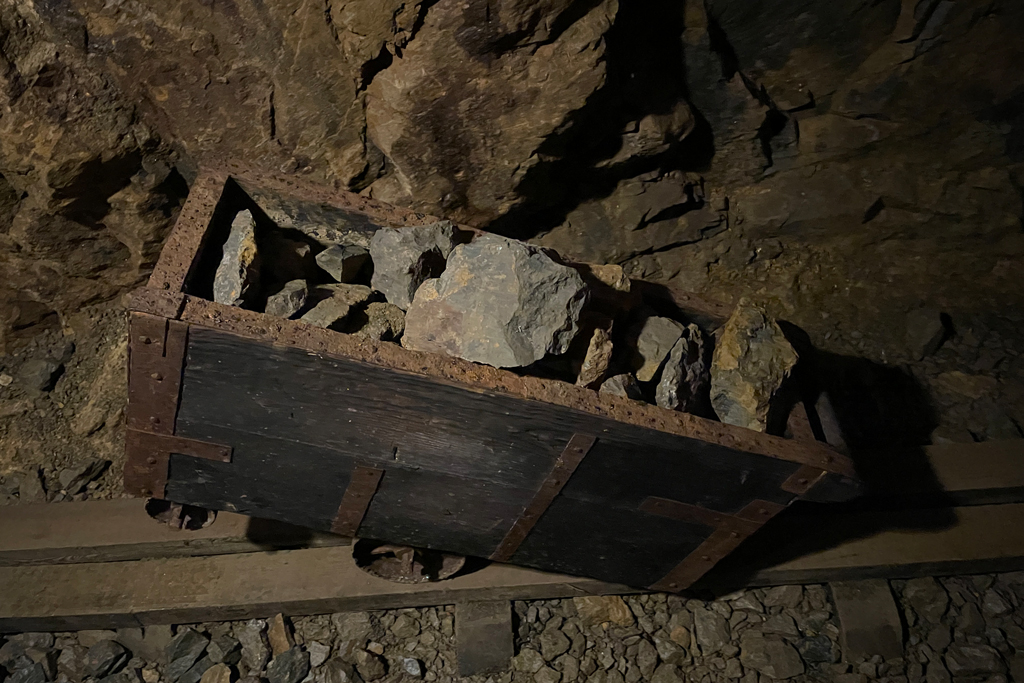 Holzwagen jaulender Hund